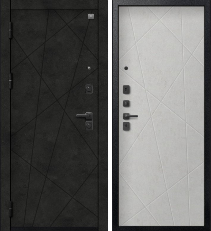 Дверь V-16 Черный муар + Бетон темный - Бетон светлый DIS007354